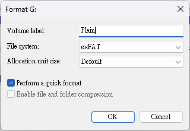 Rename the disk,and format with exFAT